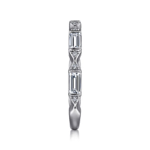 Porta - 14K White Gold Channel Set Baguette and Round Diamond Anniversary Band