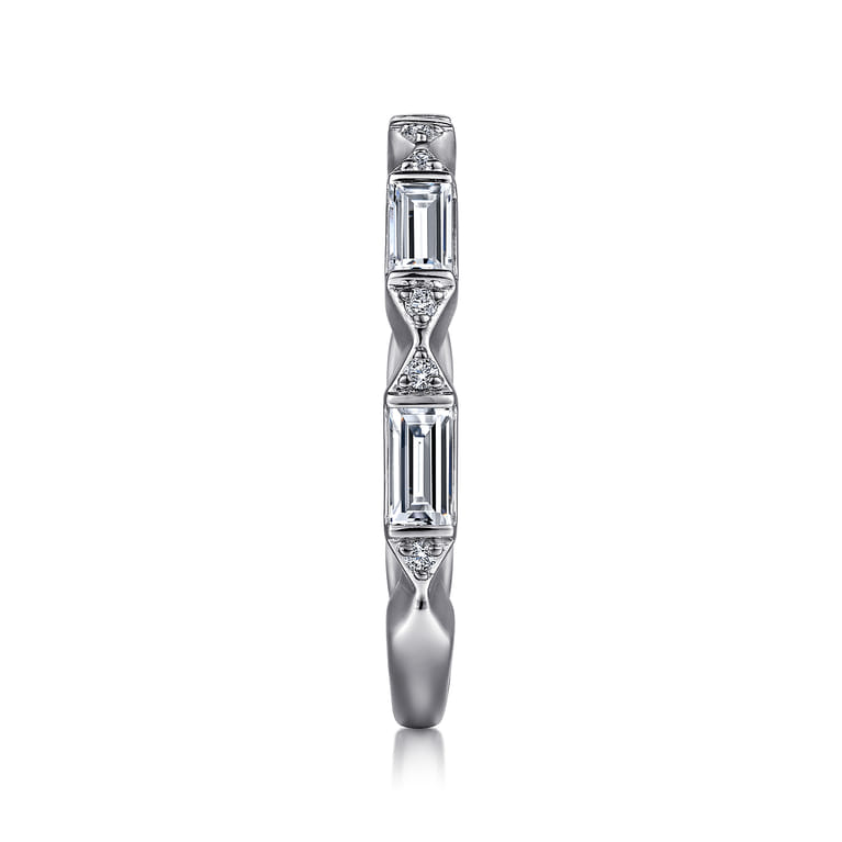Fancy Wedding Ring in 14k White Gold with Baguette Natural Diamond at Gabriel & Co. - Shot 4