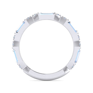 Porta - 14K White Gold Channel Set Baguette and Round Diamond Anniversary Band