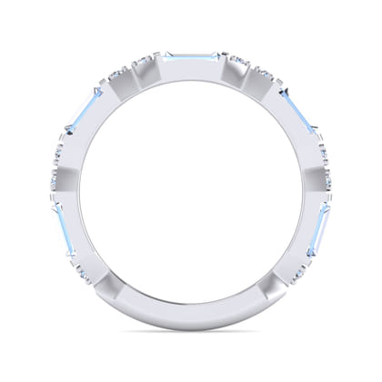 Porta - 14K White Gold Channel Set Baguette and Round Diamond Anniversary Band