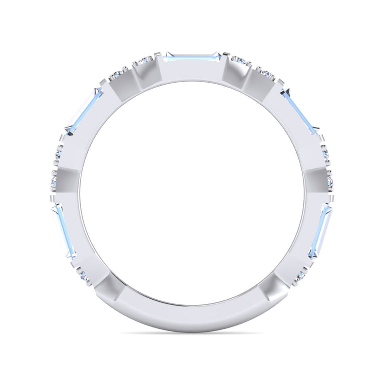 Fancy Wedding Ring in 14k White Gold with Baguette Natural Diamond at Gabriel & Co. - Shot 2