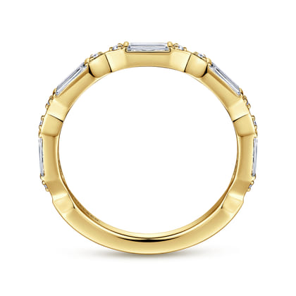 Porta - 14K Yellow Gold Bar Set Baguette and Round Diamond Anniversary Band