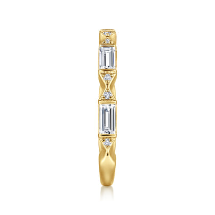 Porta - 14K Yellow Gold Bar Set Baguette and Round Diamond Anniversary Band