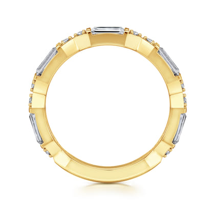 Porta - 14K Yellow Gold Bar Set Baguette and Round Diamond Anniversary Band