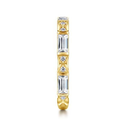 Porta - 14K Yellow Gold Bar Set Baguette and Round Diamond Anniversary Band