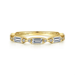 Porta - 14K Yellow Gold Channel Set Baguette and Round Diamond Anniversary Band