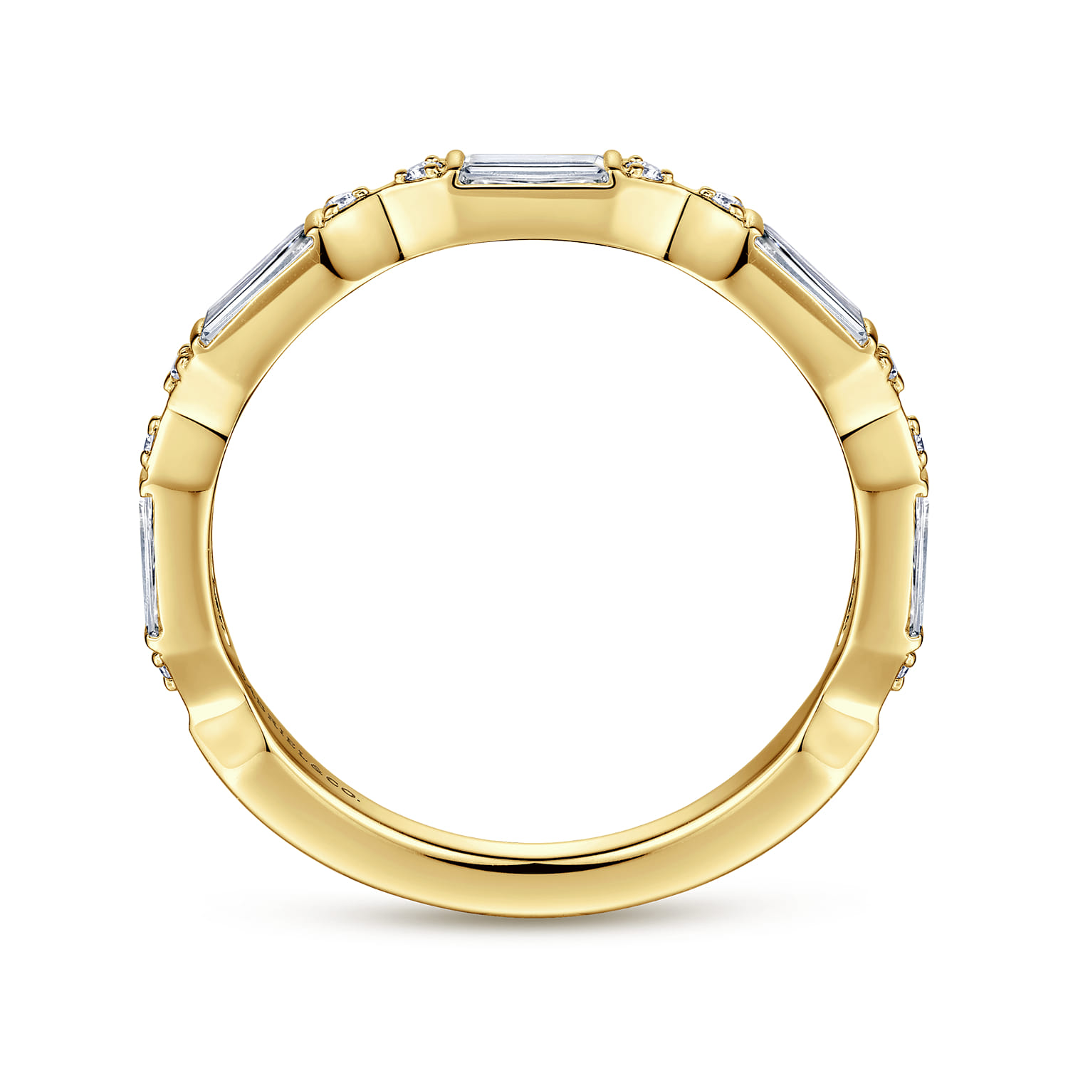 Fancy Wedding Ring in 14k Yellow Gold with Baguette Natural Diamond at Gabriel & Co. - Shot 2