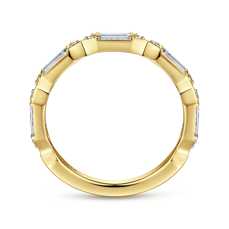 Fancy Wedding Ring in 14k Yellow Gold with Baguette Natural Diamond at Gabriel & Co. - Shot 2