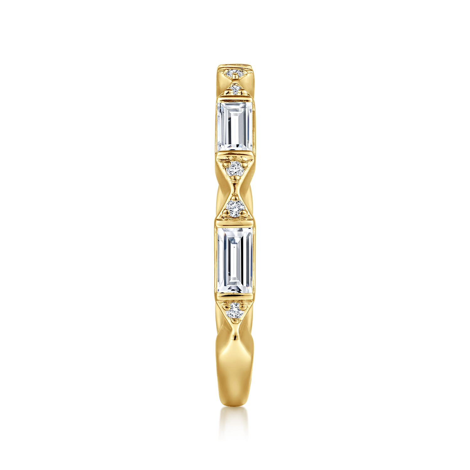Fancy Wedding Ring in 14k Yellow Gold with Baguette Natural Diamond at Gabriel & Co. - Shot 4