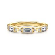 Porta - 14K Yellow Gold Channel Set Baguette and Round Diamond Anniversary Band
