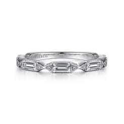 Porta - Platinum Bar Set Baguette and Round Diamond Anniversary Band