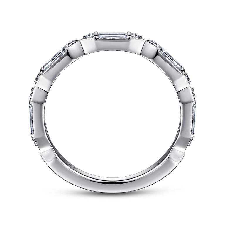 Fancy Wedding Ring in Platinum with Baguette Natural Diamond at Gabriel & Co. - Shot 2