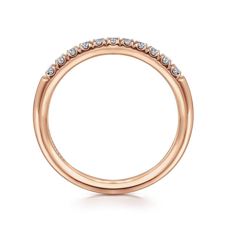 Straight Wedding Ring in 14k Rose Gold with Round Natural Diamond at Gabriel & Co. - Shot 2