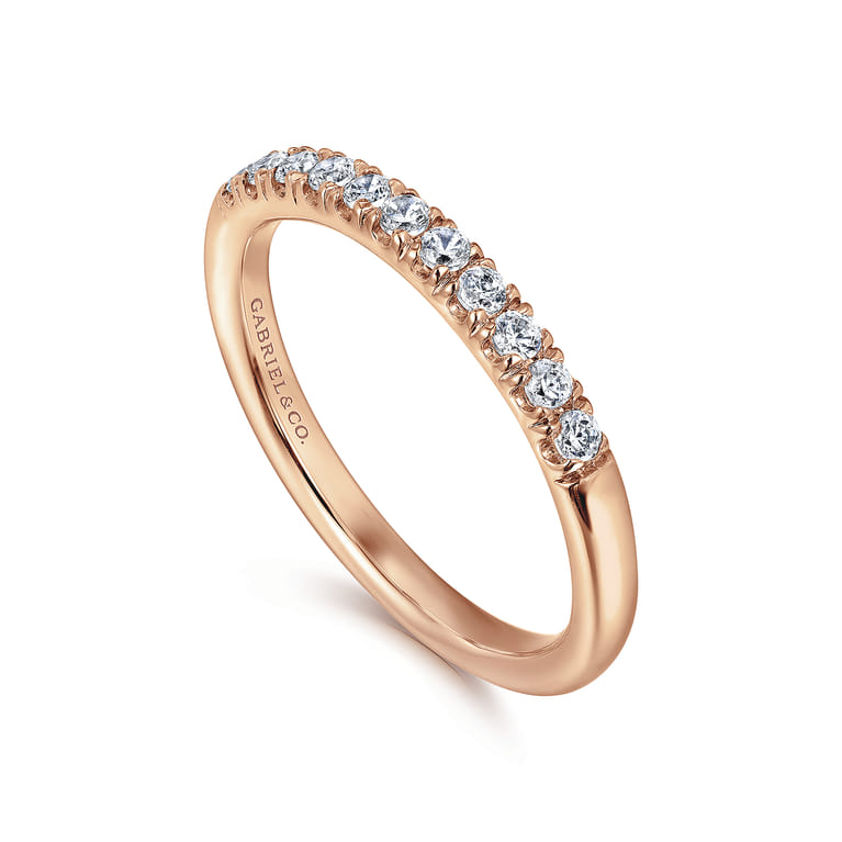 Straight Wedding Ring in 14k Rose Gold with Round Natural Diamond at Gabriel & Co. - Shot 3