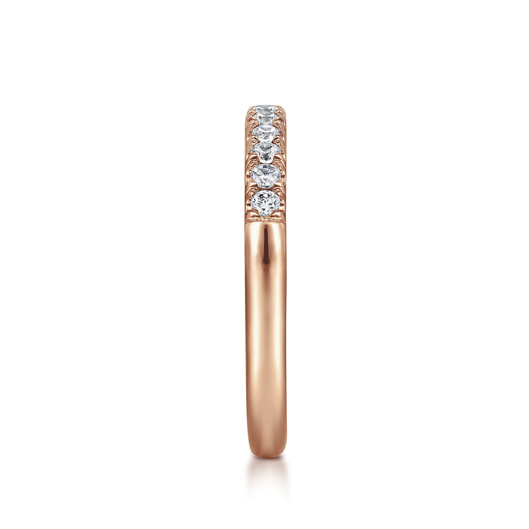 Straight Wedding Ring in 14k Rose Gold with Round Natural Diamond at Gabriel & Co. - Shot 4