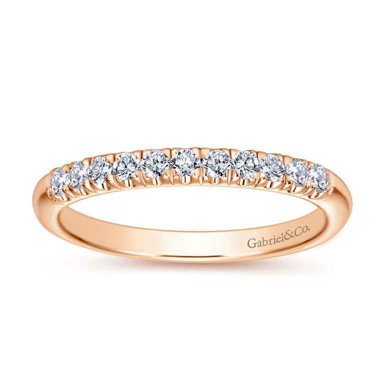 Straight Wedding Ring in 14k Rose Gold with Round Natural Diamond at Gabriel & Co. - Shot 5