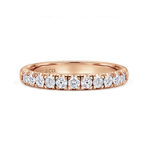 Portofino - 14K Rose Gold 11 Stone French Pave Diamond Wedding Band