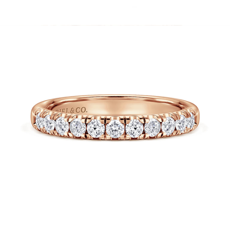 Straight Wedding Ring in 14k Rose Gold with Round Natural Diamond at Gabriel & Co. - Shot 1
