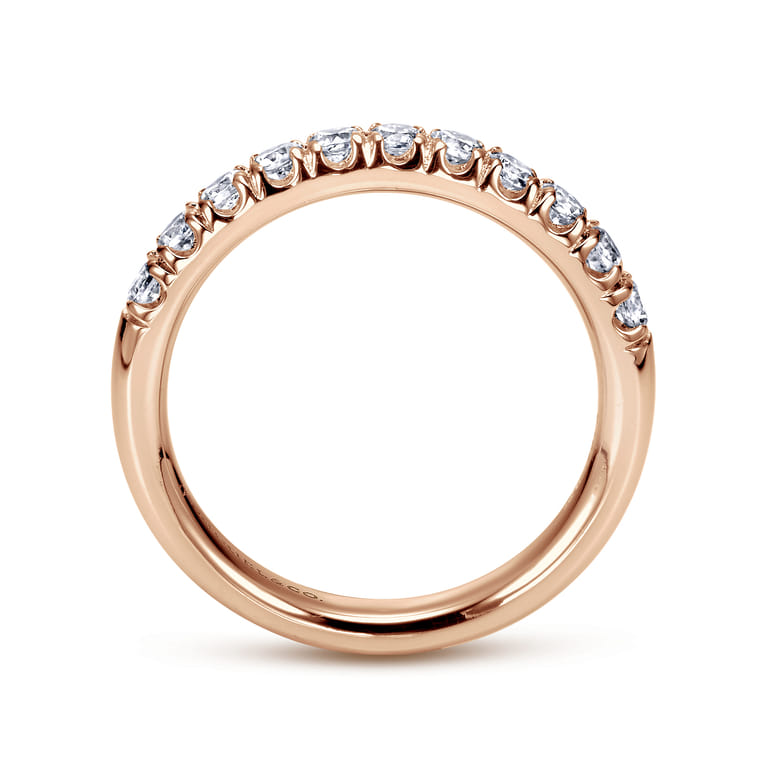 Straight Wedding Ring in 14k Rose Gold with Round Natural Diamond at Gabriel & Co. - Shot 2