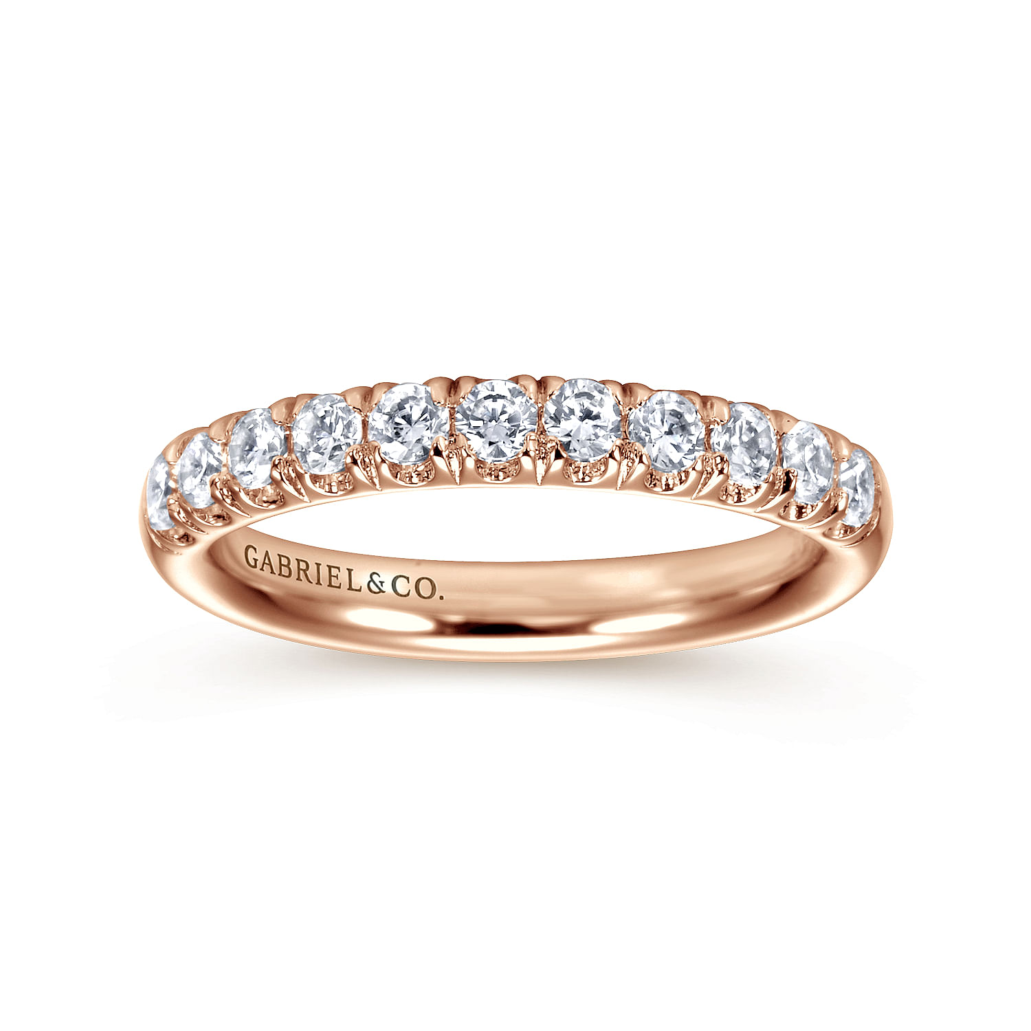Portofino - 14K Rose Gold 11 Stone French Pave Diamond Wedding Band
