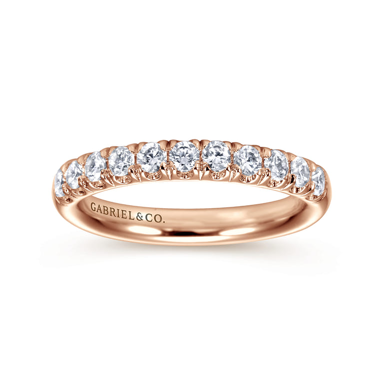 Straight Wedding Ring in 14k Rose Gold with Round Natural Diamond at Gabriel & Co. - Shot 4