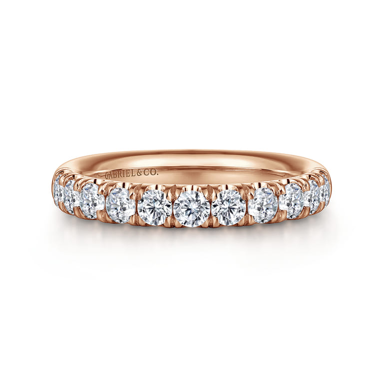 Straight Wedding Ring in 14k Rose Gold with Round Natural Diamond at Gabriel & Co. - Shot 1