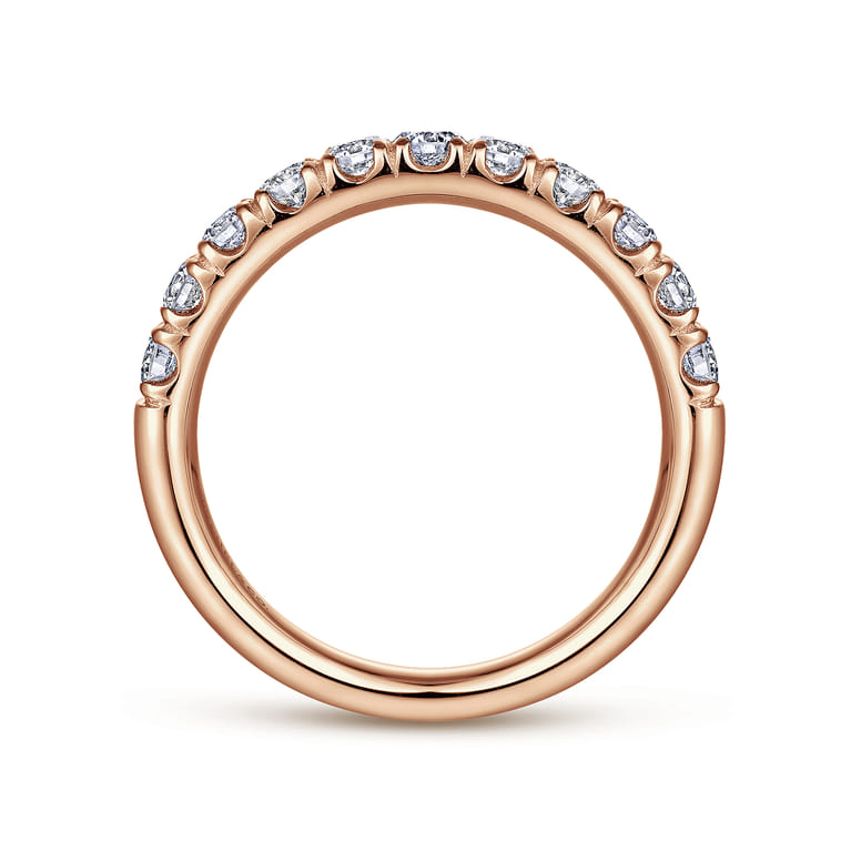 Straight Wedding Ring in 14k Rose Gold with Round Natural Diamond at Gabriel & Co. - Shot 2