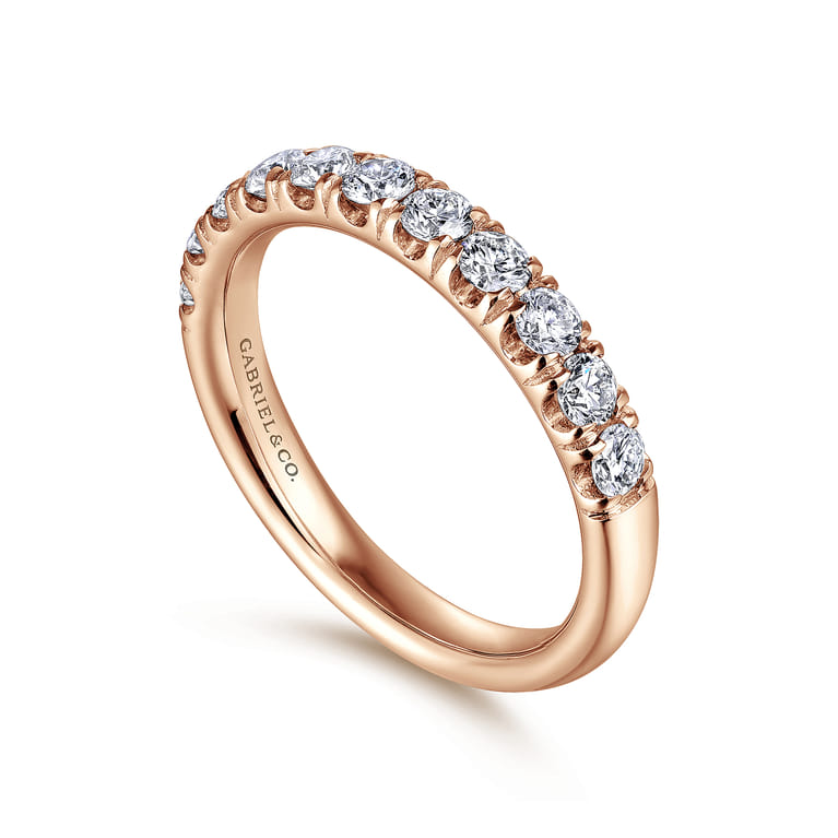 Straight Wedding Ring in 14k Rose Gold with Round Natural Diamond at Gabriel & Co. - Shot 3