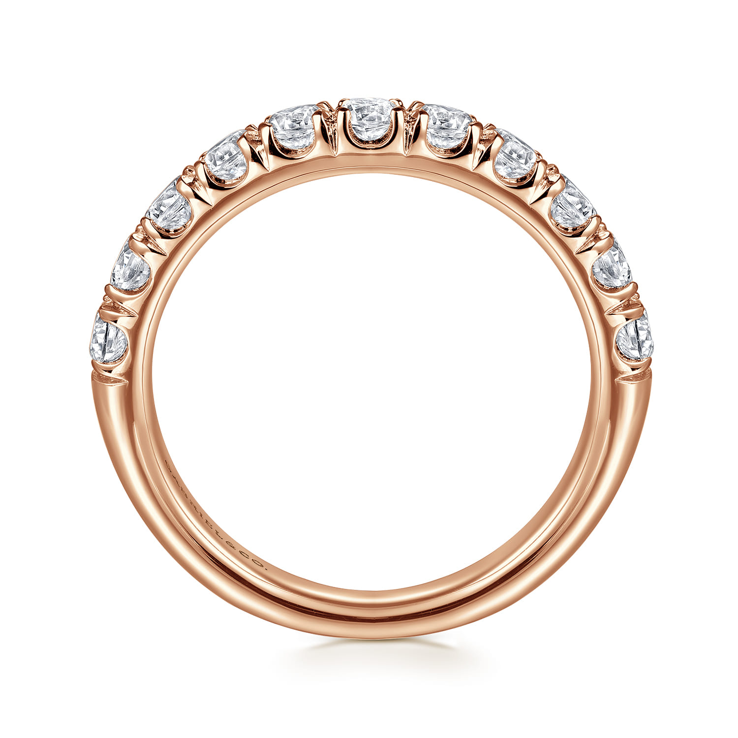 Straight Wedding Ring in 14k Rose Gold with Round Natural Diamond at Gabriel & Co. - Shot 2