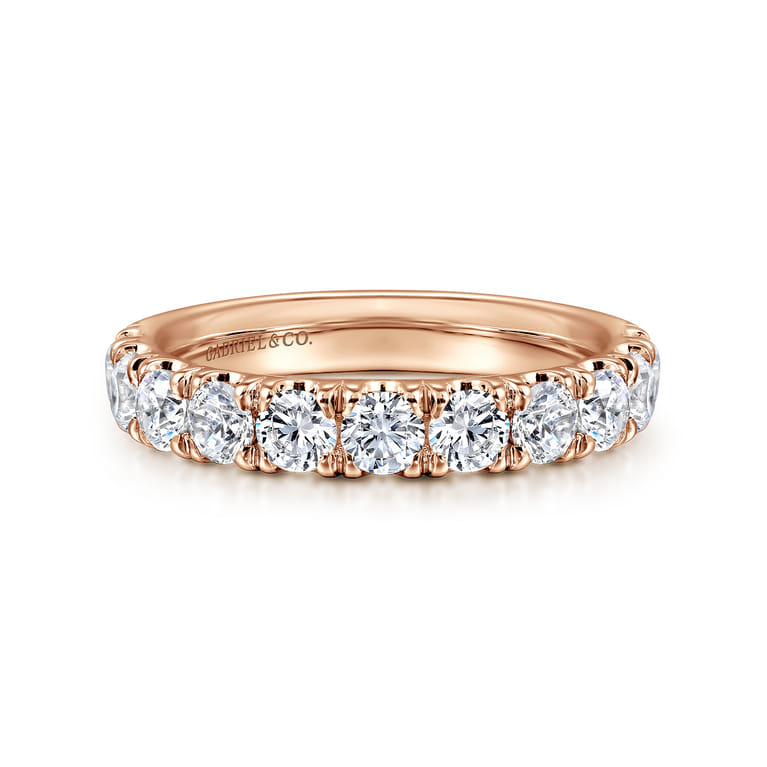 Straight Wedding Ring in 14k Rose Gold with Round Natural Diamond at Gabriel & Co. - Shot 1