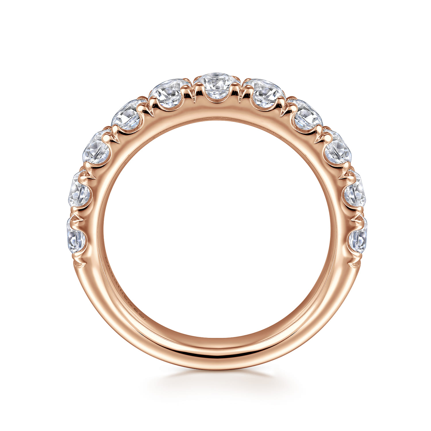 Straight Wedding Ring in 14k Rose Gold with Round Natural Diamond at Gabriel & Co. - Shot 2