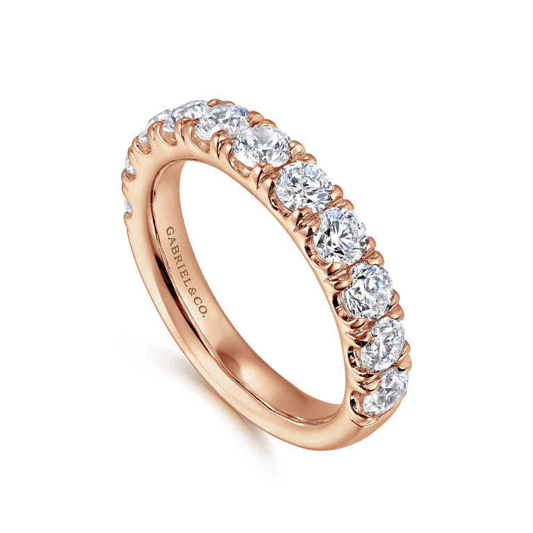 Straight Wedding Ring in 14k Rose Gold with Round Natural Diamond at Gabriel & Co. - Shot 3