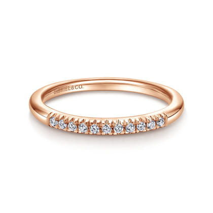 Portofino - 14K Rose Gold 11 Stone French Pave Set Diamond Wedding Band