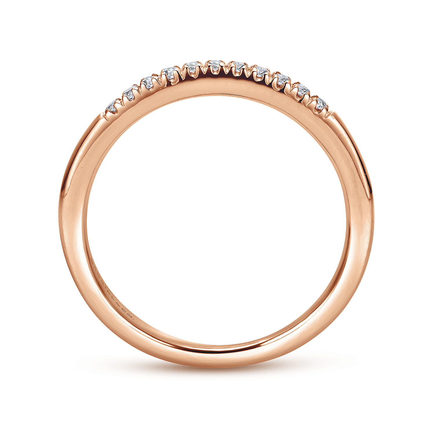 Straight Wedding Ring in 14k Rose Gold with Round Natural Diamond at Gabriel & Co. - Shot 2