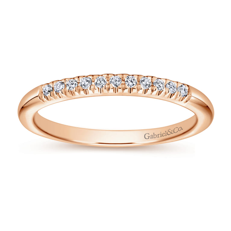 Straight Wedding Ring in 14k Rose Gold with Round Natural Diamond at Gabriel & Co. - Shot 5
