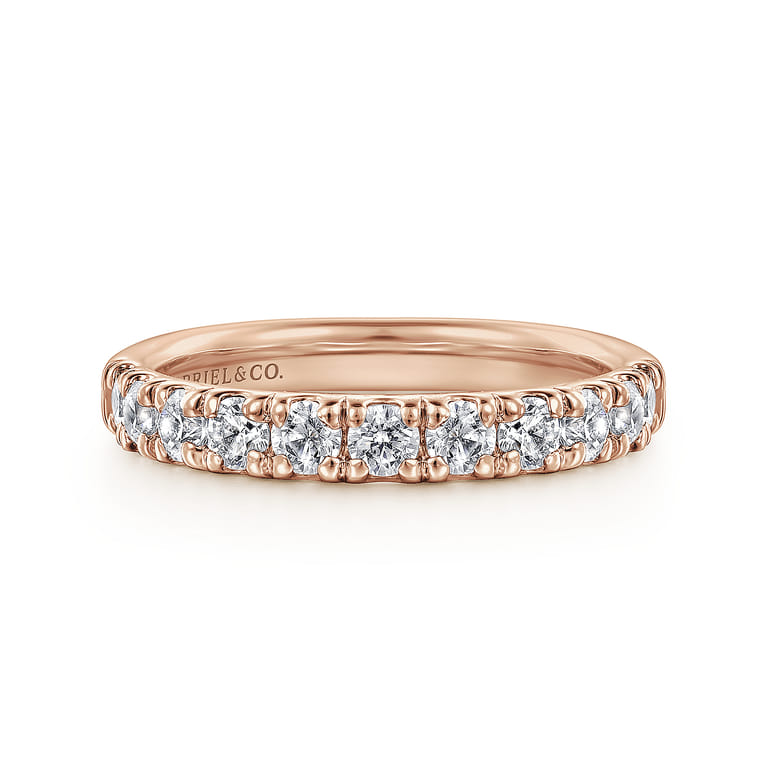 Straight Wedding Ring in 14k Rose Gold with Round Natural Diamond at Gabriel & Co. - Shot 1