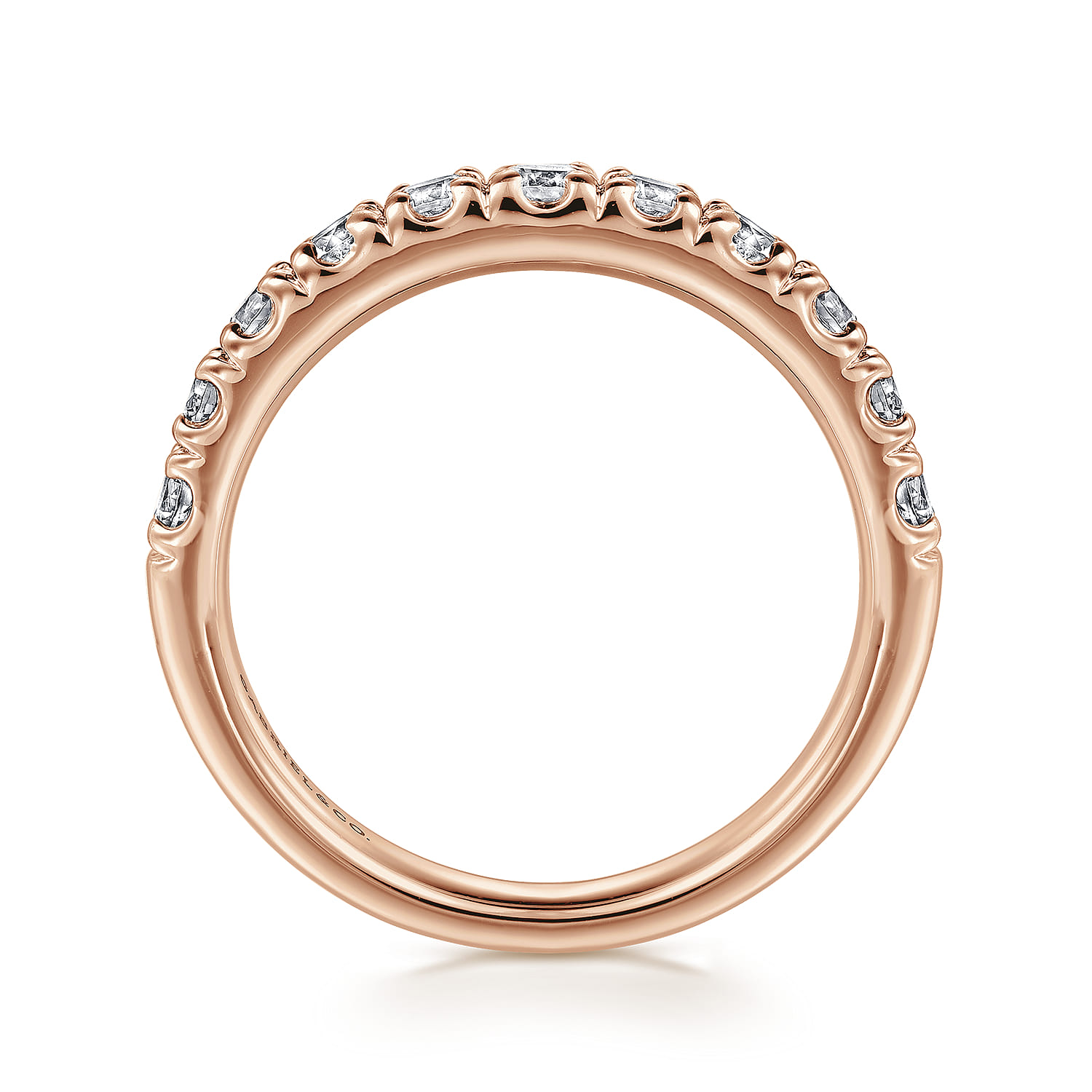 Straight Wedding Ring in 14k Rose Gold with Round Natural Diamond at Gabriel & Co. - Shot 2