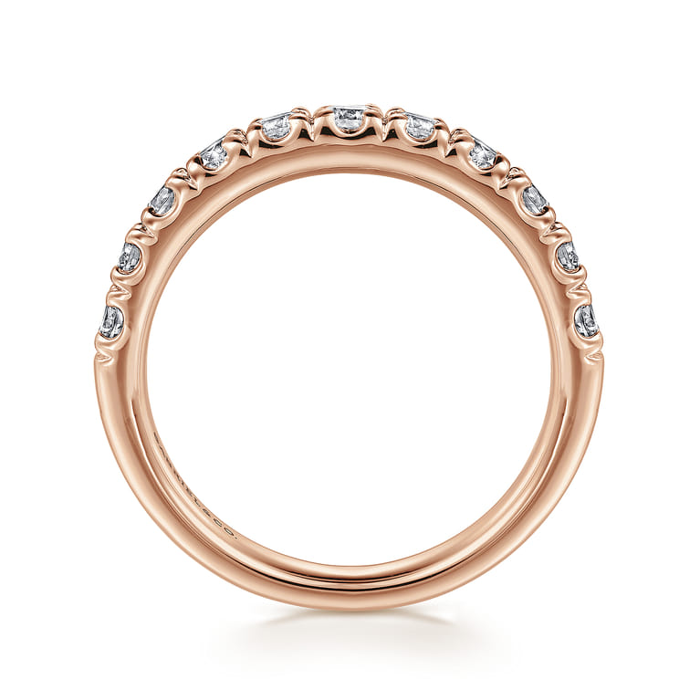 Straight Wedding Ring in 14k Rose Gold with Round Natural Diamond at Gabriel & Co. - Shot 2
