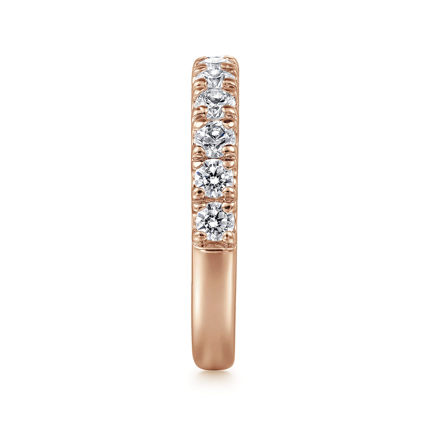 Straight Wedding Ring in 14k Rose Gold with Round Natural Diamond at Gabriel & Co. - Shot 4