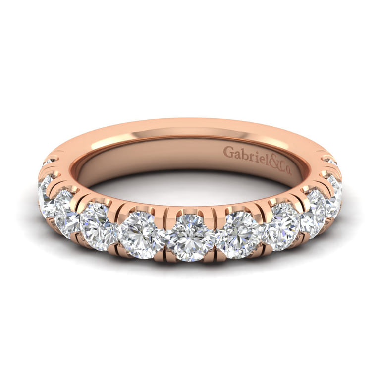 Straight Wedding Ring in 14k Rose Gold with Round Natural Diamond at Gabriel & Co. - Shot 1