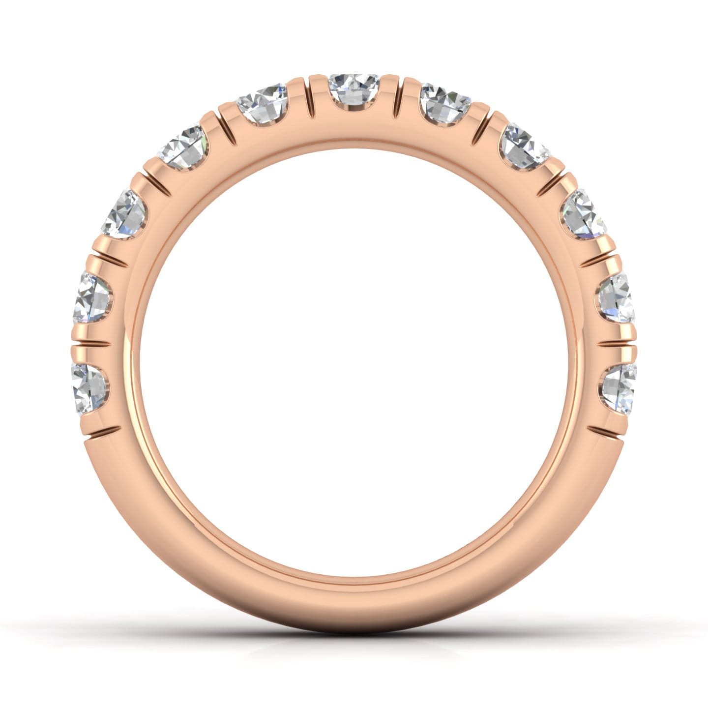 Straight Wedding Ring in 14k Rose Gold with Round Natural Diamond at Gabriel & Co. - Shot 2