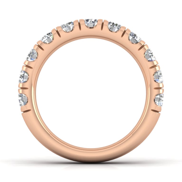 Straight Wedding Ring in 14k Rose Gold with Round Natural Diamond at Gabriel & Co. - Shot 2