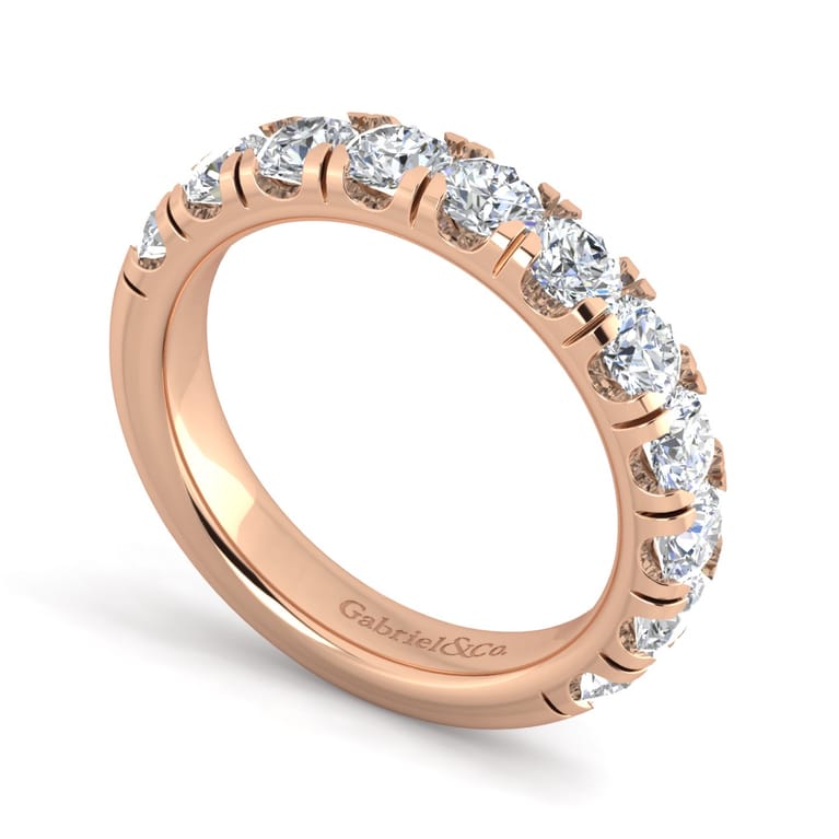 Straight Wedding Ring in 14k Rose Gold with Round Natural Diamond at Gabriel & Co. - Shot 3