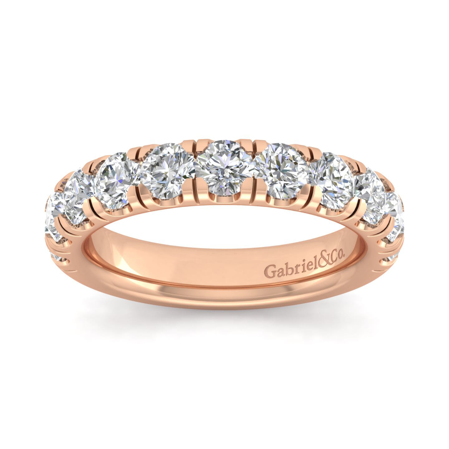 Straight Wedding Ring in 14k Rose Gold with Round Natural Diamond at Gabriel & Co. - Shot 4