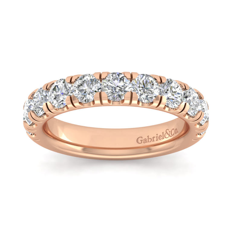Straight Wedding Ring in 14k Rose Gold with Round Natural Diamond at Gabriel & Co. - Shot 4