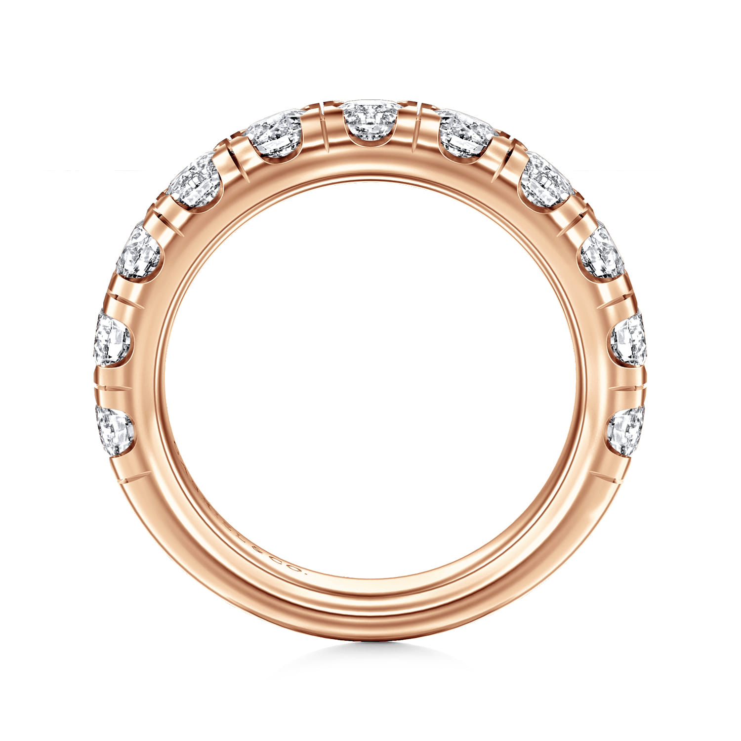 Straight Wedding Ring in 14k Rose Gold with Round Natural Diamond at Gabriel & Co. - Shot 2