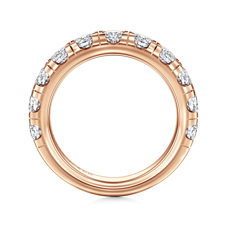 Straight Wedding Ring in 14k Rose Gold with Round Natural Diamond at Gabriel & Co. - Shot 2