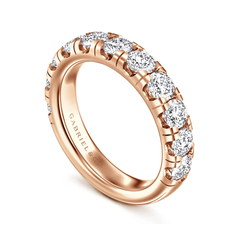 Straight Wedding Ring in 14k Rose Gold with Round Natural Diamond at Gabriel & Co. - Shot 3