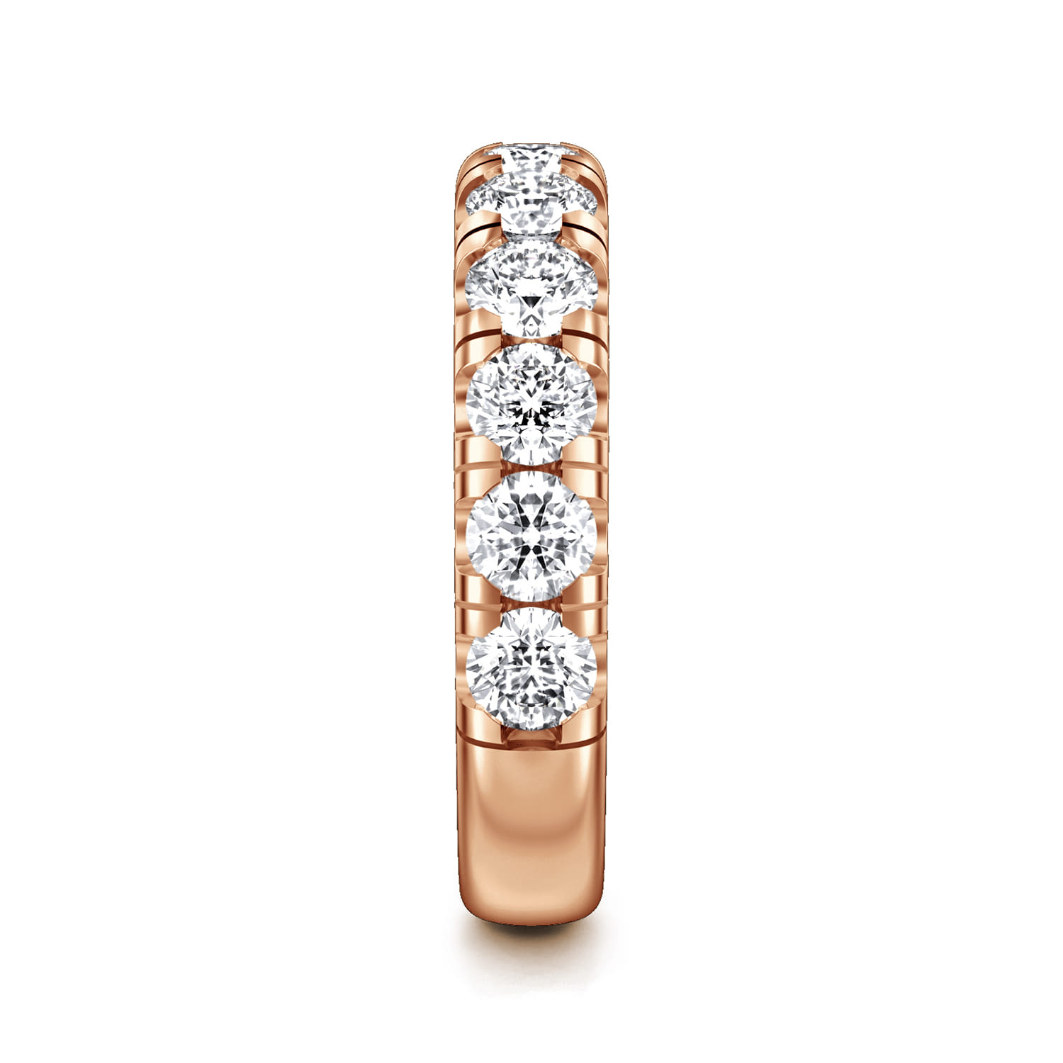 Straight Wedding Ring in 14k Rose Gold with Round Natural Diamond at Gabriel & Co. - Shot 4