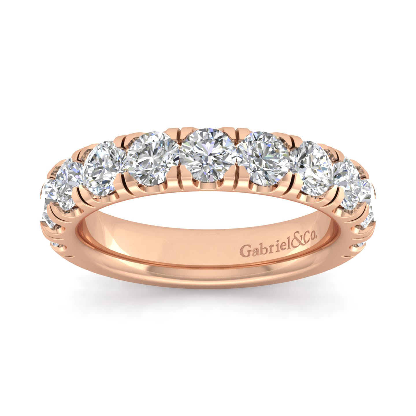 Straight Wedding Ring in 14k Rose Gold with Round Natural Diamond at Gabriel & Co. - Shot 5